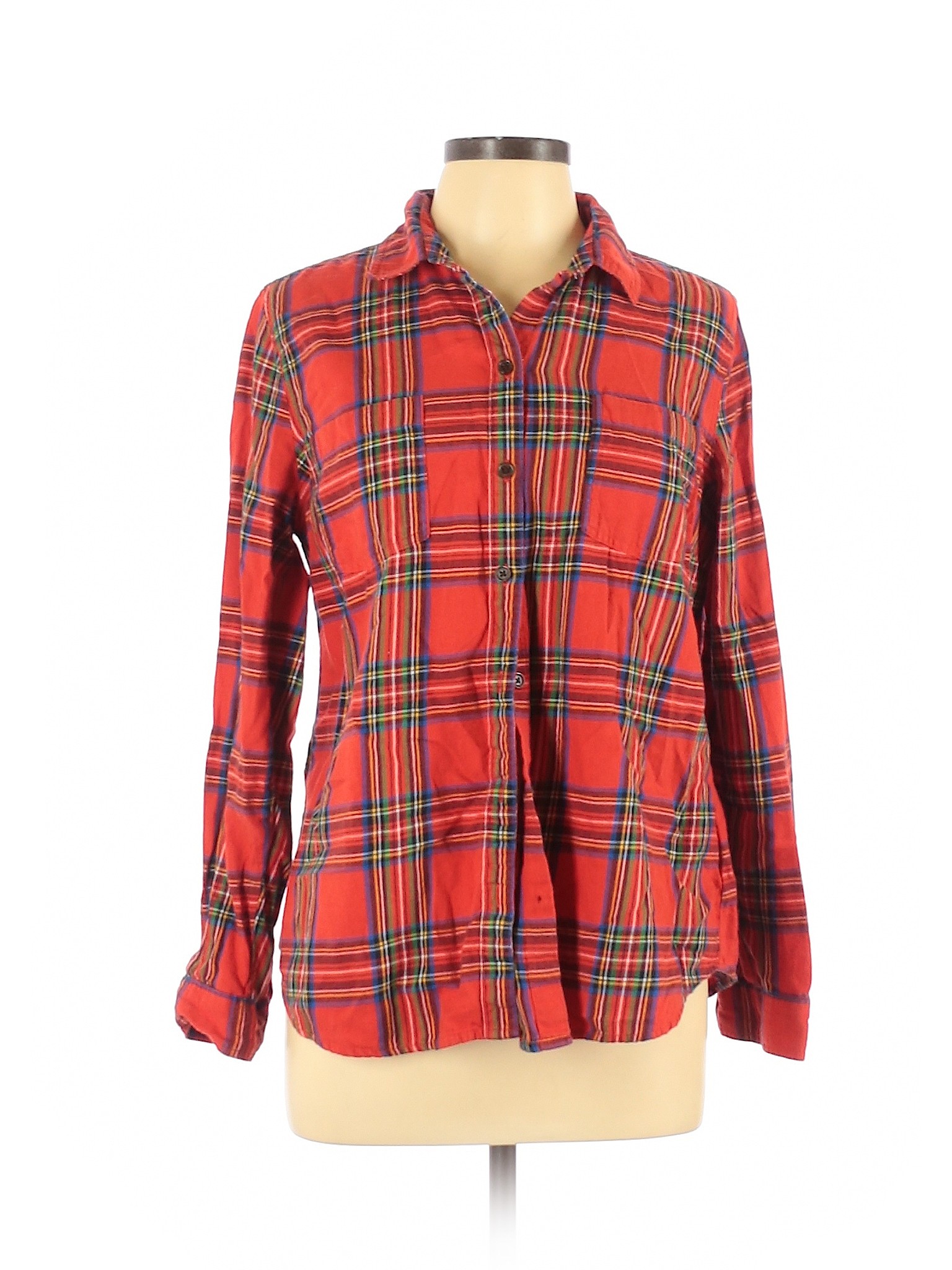Old Navy Women Red Long Sleeve ButtonDown Shirt L eBay