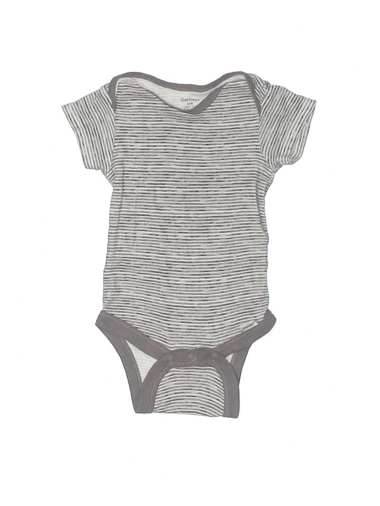 Gerber Stripes Gray Short Sleeve Onesie Size 3-6 mo - photo 1