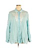 Bob Mackie 100% Silk Blue 3/4 Sleeve Silk Top Size 3X - photo 1