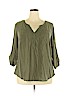 Torrid 100% Rayon Green 3/4 Sleeve Blouse Size 2X Plus (2) - photo 1