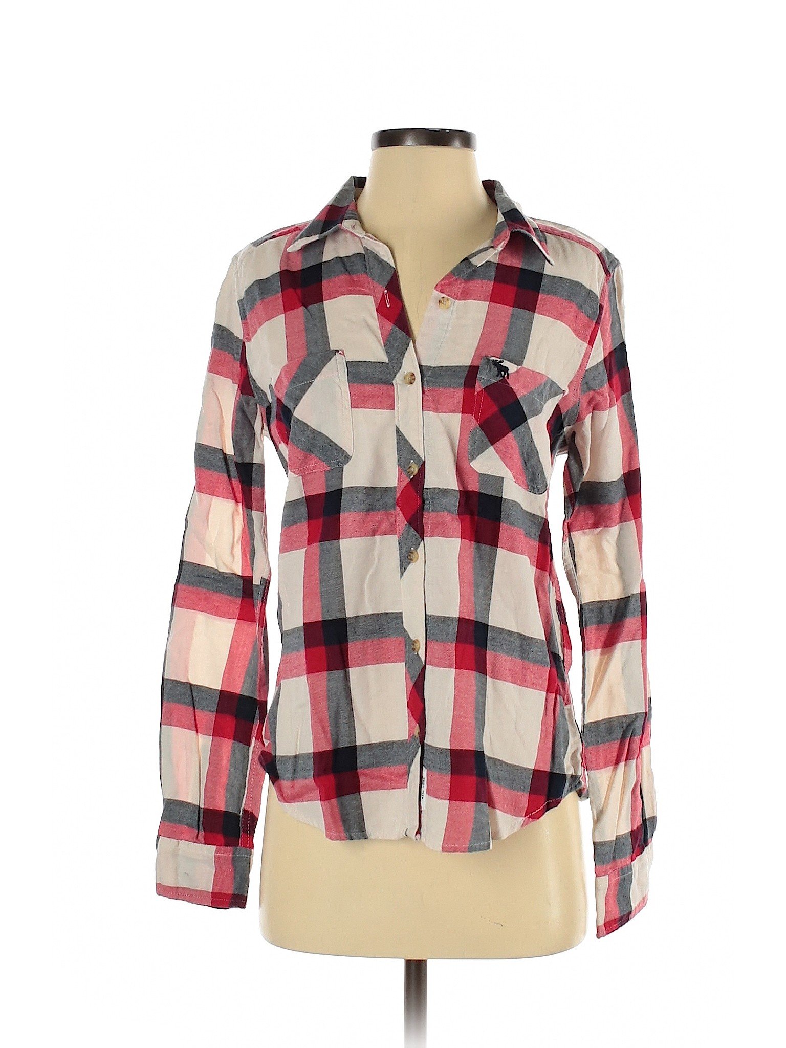 Abercrombie & Fitch Women Red Long Sleeve Button-Down Shirt S | eBay