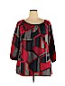 AK Anne Klein 100% Silk Red 3/4 Sleeve Silk Top Size 1X - photo 1