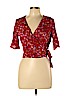 Heart Hips 100% Rayon Red Short Sleeve Blouse Size L - photo 1