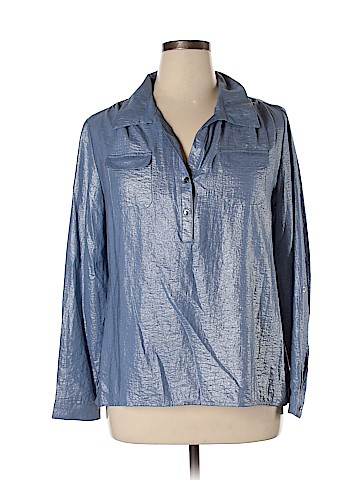 NY Collection Long Sleeve Button-Down Shirt (view 1)