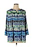 Chaus 100% Polyester Blue 3/4 Sleeve Blouse Size XL - photo 1