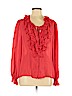 Neiman Marcus 100% Silk Red Long Sleeve Silk Top Size L - photo 1