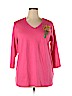 Quacker Factory 100% Cotton Pink 3/4 Sleeve T-Shirt Size XL - photo 1