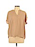 Forever 21 100% Polyester Tan Short Sleeve Blouse Size L - photo 1