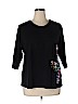 Quacker Factory 100% Cotton Black 3/4 Sleeve Top Size 1X - photo 1