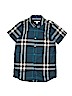 Burberry 100% Cotton Checkered-gingham Blue Short Sleeve Button-Down Shirt Size 12 - photo 1