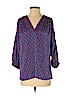 Diane von Furstenberg Blue Long Sleeve Silk Top Size 4 - photo 1