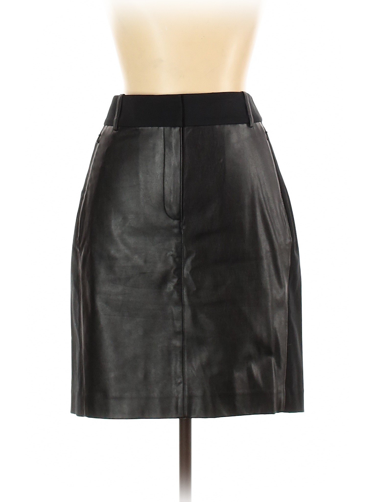 Ann Taylor Women Black Faux Leather Skirt 12 | eBay