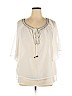 MNG 100% Polyester White Short Sleeve Blouse Size XL - photo 1