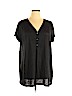 J.jill 100% Linen Black Short Sleeve Henley Size XL - photo 1