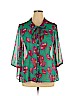 ModCloth 100% Polyester Teal 3/4 Sleeve Blouse Size 1X - photo 1