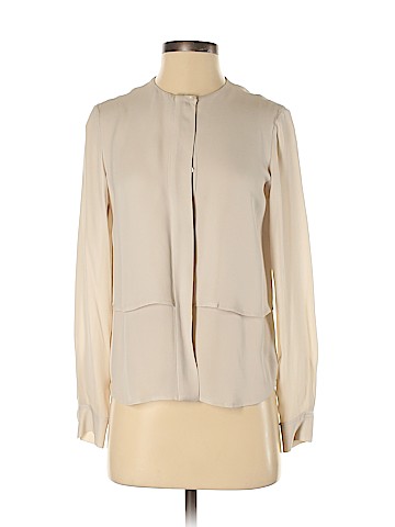 Theory Long Sleeve Silk Top (view 1)