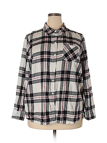 Faded Glory Plus Long Sleeve Button-Down Shirt (view 1)