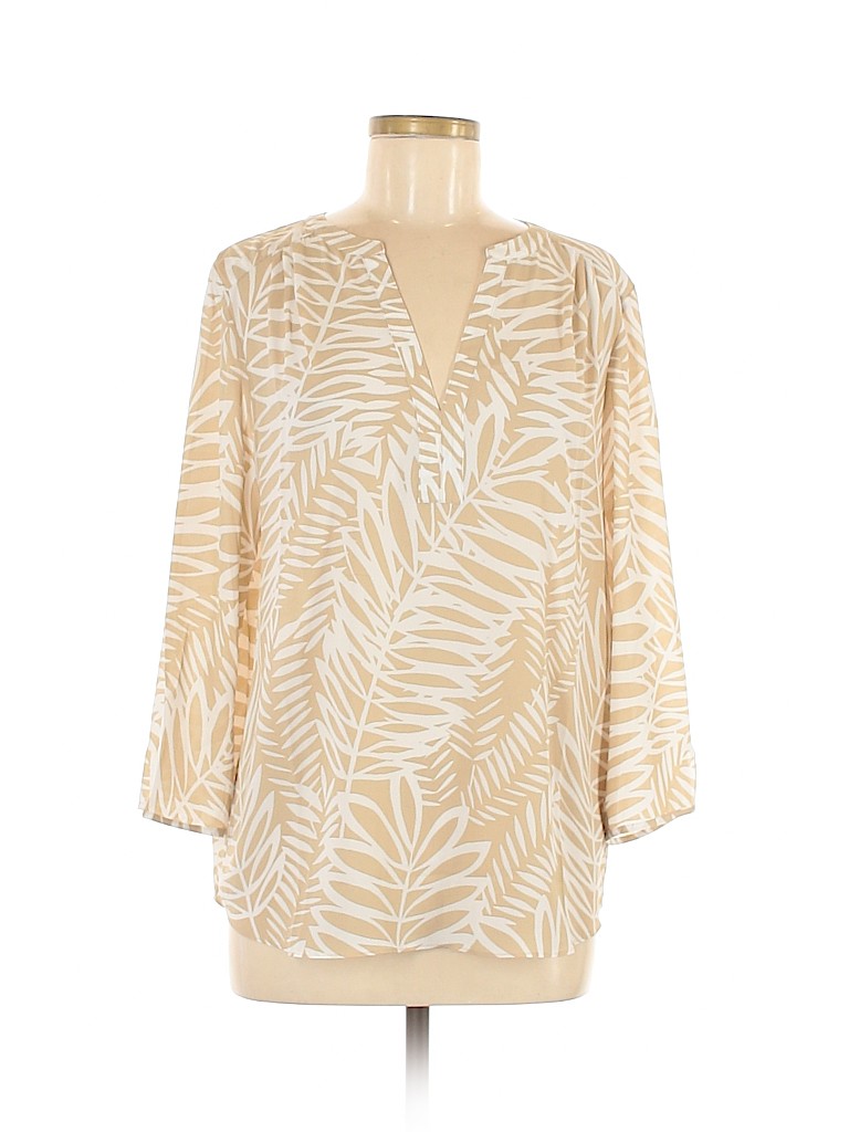 NYDJ 100% Polyester Tan 3/4 Sleeve Blouse Size M - photo 1