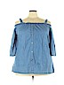 Speed Limit MPH 100% Cotton Blue 3/4 Sleeve Blouse Size 3X - photo 1