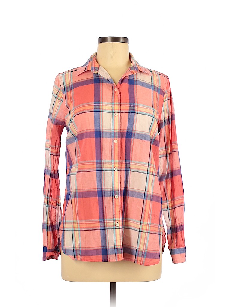 Old Navy 100% Cotton Orange Long Sleeve Button-Down Shirt Size M - photo 1