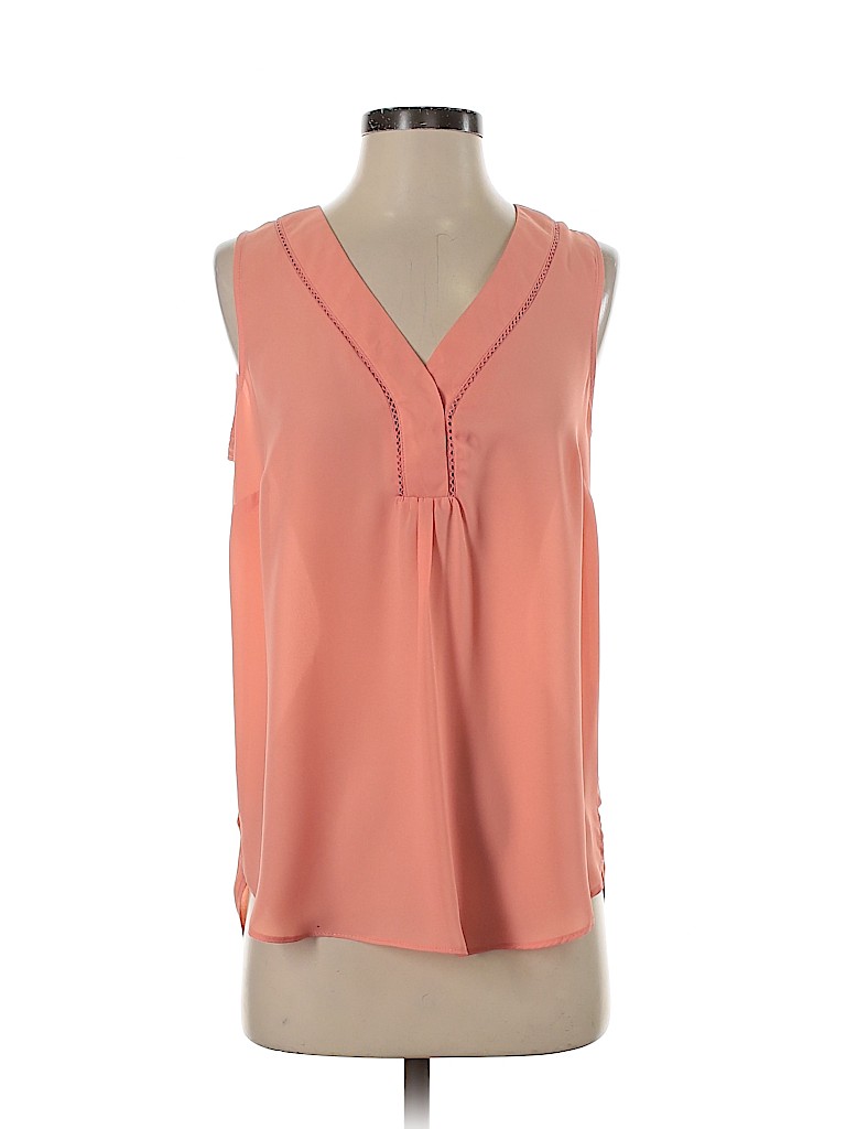 Rose & Olive 100% Polyester Solid Pink Sleeveless Blouse Size S - 63% ...