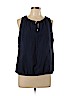 Ann Taylor LOFT Outlet 100% Polyester Blue Sleeveless Blouse Size L (petite) - photo 1
