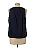 Ann Taylor LOFT Outlet 100% Polyester Blue Sleeveless Blouse Size L (petite) - photo 2