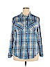 Brown Label 100% Rayon Blue Long Sleeve Button-Down Shirt Size 18 - photo 1