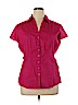 New York & Company 100% Cotton Pink Short Sleeve Button-Down Shirt Size XL - photo 1