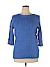 Karen Scott 100% Cotton Blue Pullover Sweater Size 1X - photo 1