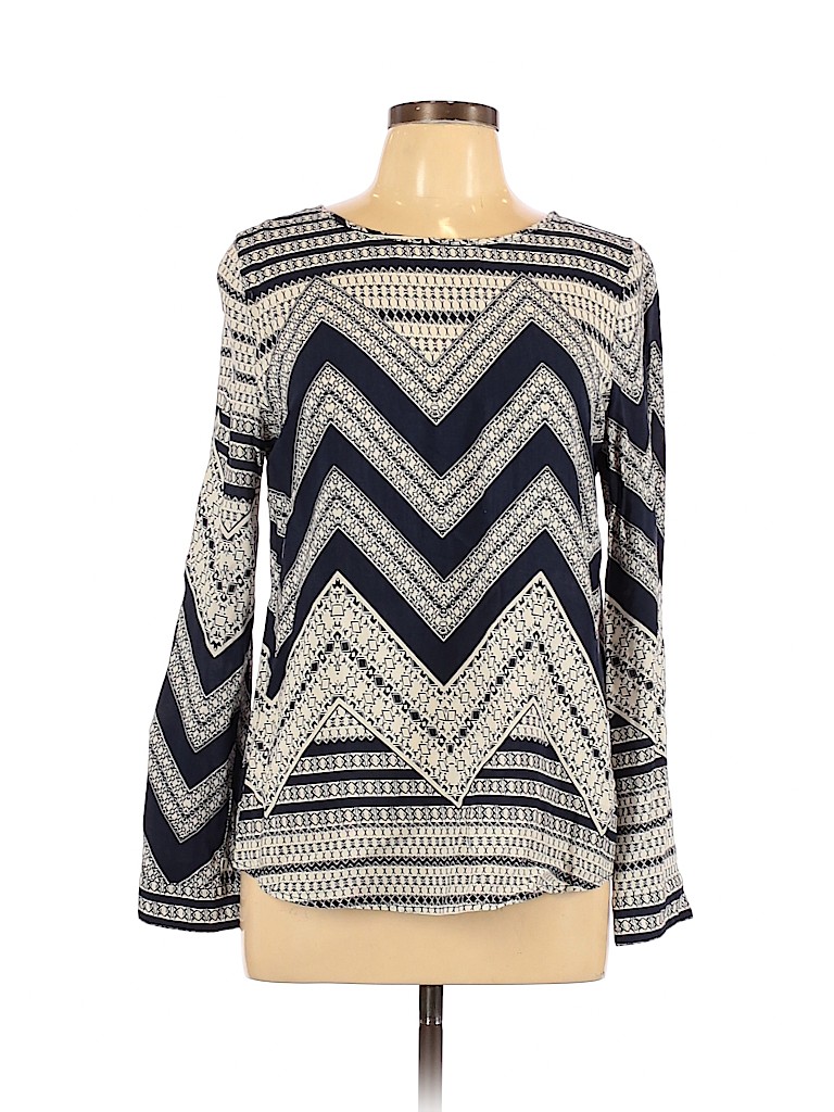 Fun2Fun 100% Rayon Blue Long Sleeve Blouse Size L - photo 1