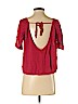 Free People 100% Linen Red Short Sleeve Blouse Size XS - photo 2