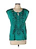 Lucky Brand Blue Short Sleeve Blouse Size L - photo 1