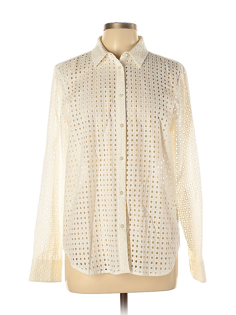 J. Crew Factory Store 100% Cotton White Long Sleeve Button-Down Shirt Size L - photo 1