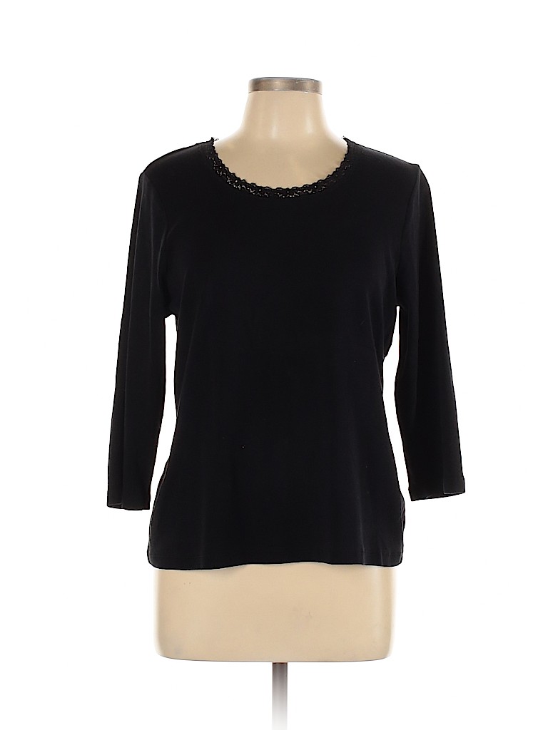 Laura Ashley Black 3/4 Sleeve T-Shirt Size L - photo 1