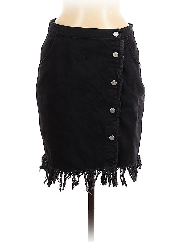 Pilcro and The Letterpress 100% Cotton Black Denim Skirt Size 8 - photo 1