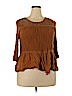 ModCloth 100% Rayon Brown 3/4 Sleeve Blouse Size XL - photo 1