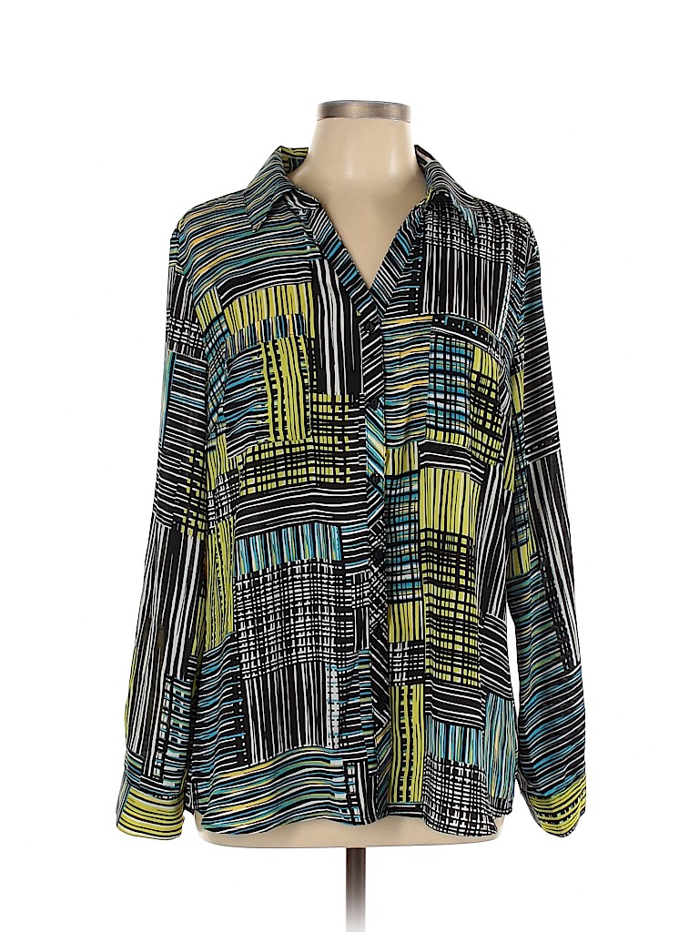 Relativity 100% Polyester Black Long Sleeve Blouse Size L - photo 1