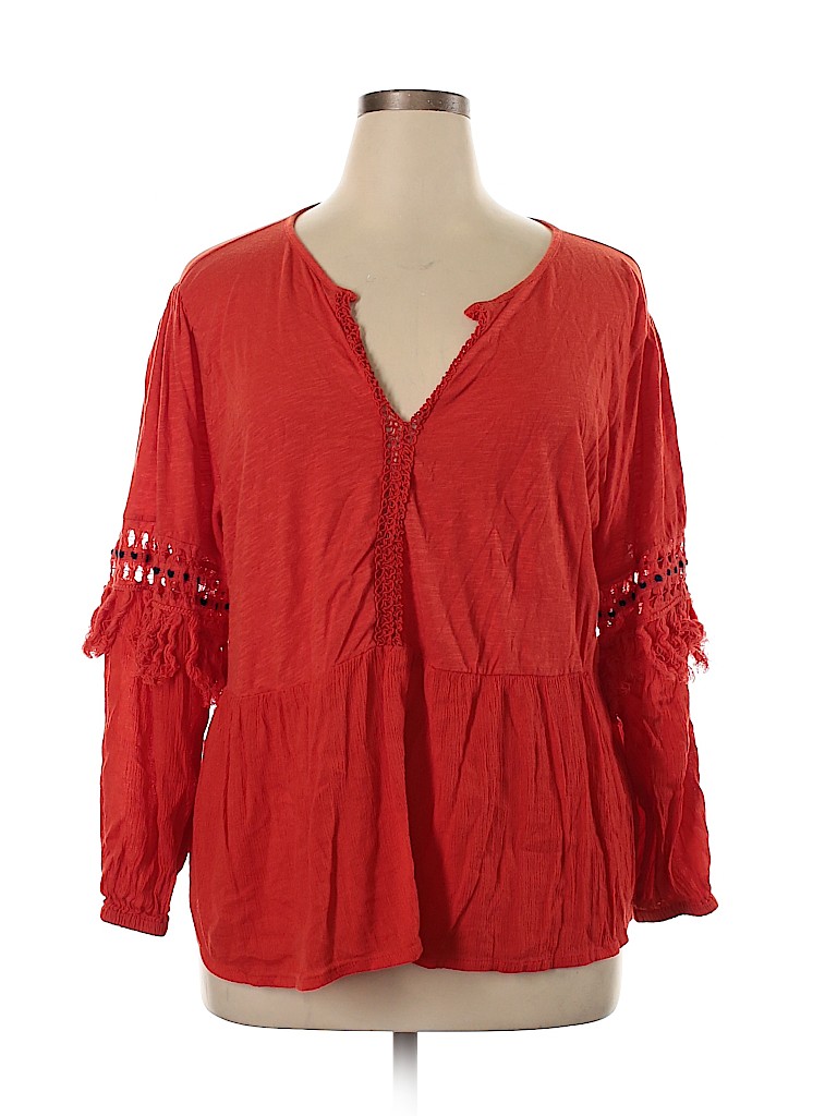 Lucky Brand Orange Long Sleeve Top Size 2X - photo 1
