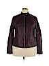 Lane Bryant 100% Polyurethane Burgundy Faux Leather Jacket Size 20 - 18 Plus - photo 1