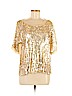 Romeo & Juliet Couture 100% Polyester Gold Short Sleeve Blouse Size M - photo 1