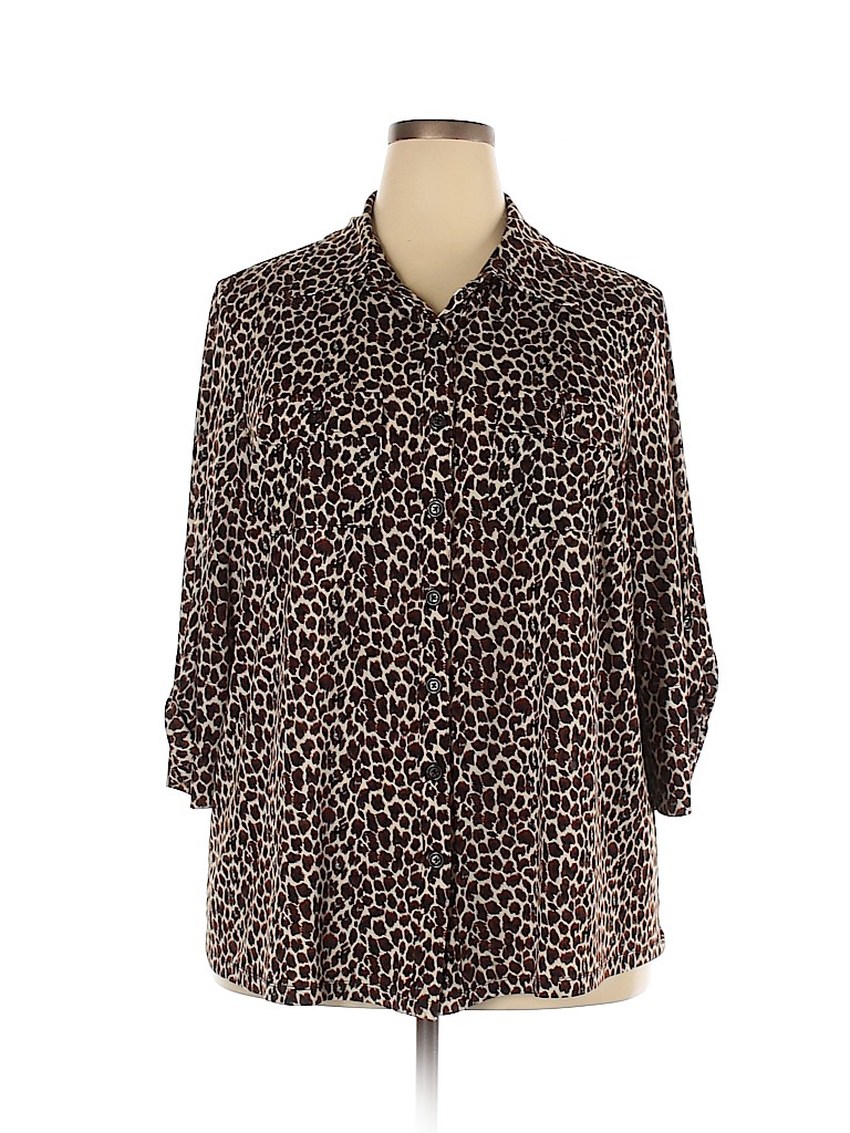 Peck & Peck Brown 3/4 Sleeve Top Size 2X - photo 1