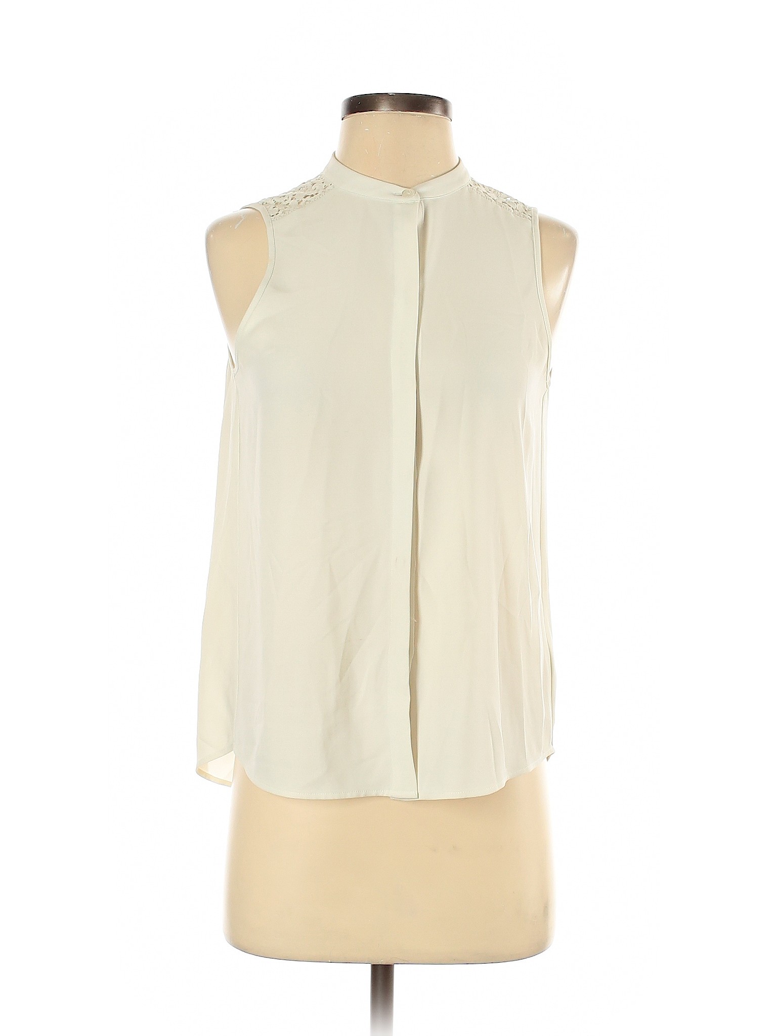 MICHAEL Michael Kors Solid White Ivory Sleeveless Button-Down Shirt ...
