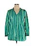 Liz & Co 100% Cotton Green Long Sleeve Blouse Size 1X - photo 1