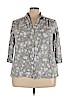 J.jill 100% Rayon Gray 3/4 Sleeve Button-Down Shirt Size 3X - photo 1