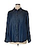 Coldwater Creek 100% Tencel Lyocell Blue Long Sleeve Button-Down Shirt Size 1X - photo 1