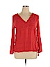 Merona 100% Rayon Orange Long Sleeve Blouse Size XL - photo 1
