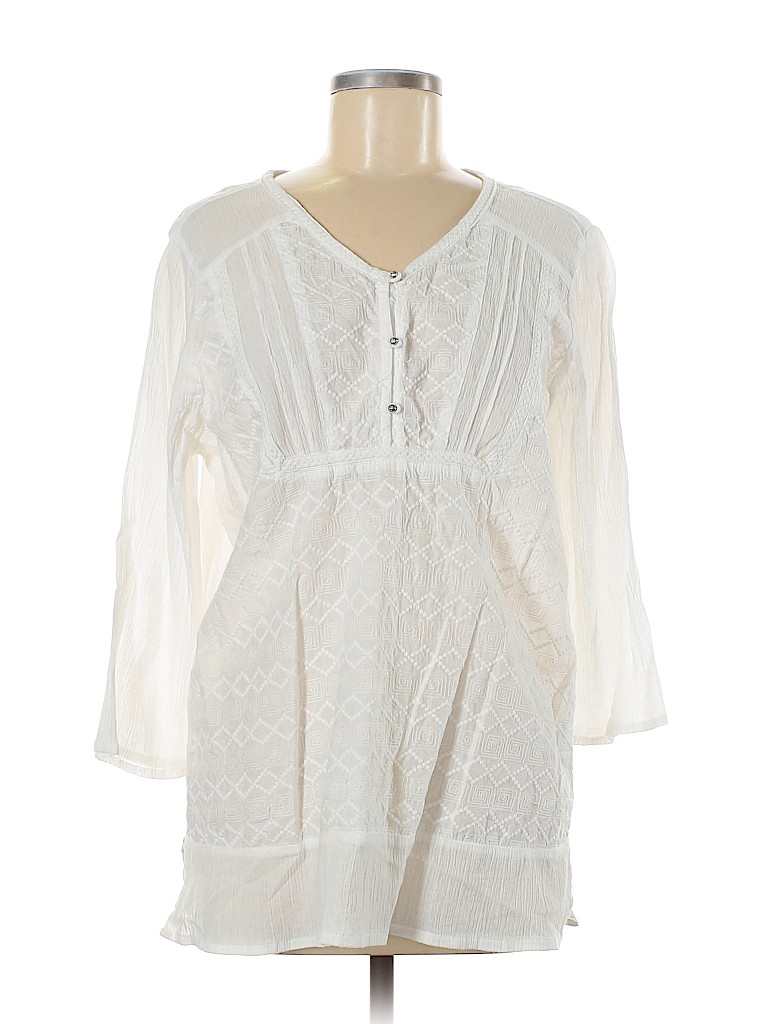 Bandolino 100% Cotton White 3/4 Sleeve Blouse Size M - photo 1