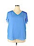 Roz & Ali 100% Polyester Blue Short Sleeve Blouse Size 2X - photo 1