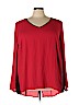 Lane Bryant 100% Polyester Red Long Sleeve Blouse Size 28 - photo 1